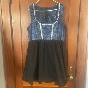 Gothic Renaissance Black Blue Top Skirt Princess XL NWOT